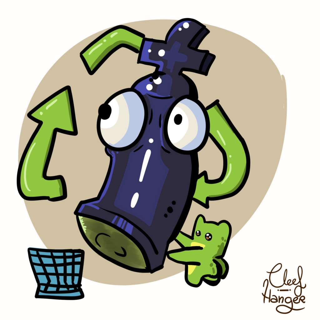 Froggelio a punto de lanzar una pieza de ajedrez, el rey de color azul y negro, en la papelera de reciclaje.

Froggelio about to throw the king of a chess game to the recycle bin.